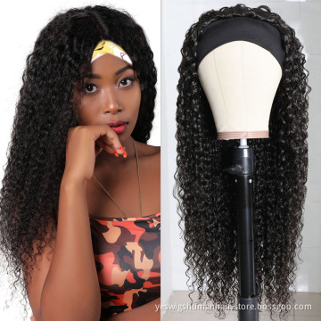 Wholesale Cheap Raw Indian Virgin Cuticle Aligned 100% Afro Kinky Curly Human Hair Headband Wigs None Lace Wig For Black Women